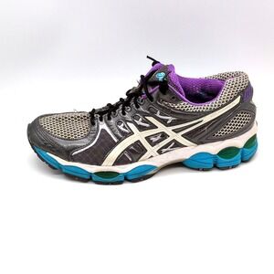 Asics Shoes Womens Gel Nimbus 14 Gray Purple 10 Leather Running Sneakers T292N‎